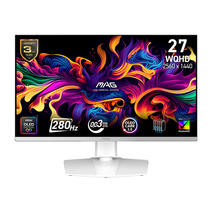 MSI MAG 272QPW X28 - 27 Inch WQHD 280Hz 0.03ms HDMI 2.1 QD-OLED Gaming Monitor - White