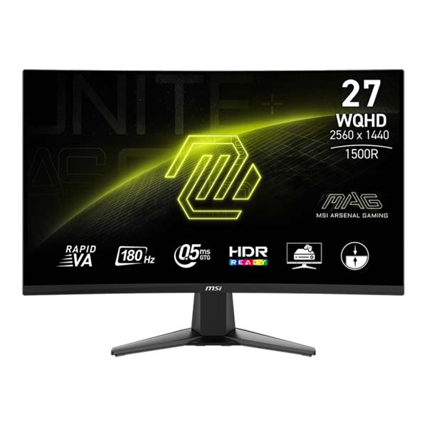 MSI MAG 27CQ6F - 27 Inch WQHD 180Hz 0.5ms HDR Rapid VA Curved Gaming Monitor - Black