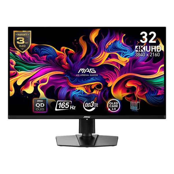 MSI MAG 321UP - 32 Inch UHD 165Hz 0.03ms HDMI 2.1 QD-OLED Gaming Monitor - Black