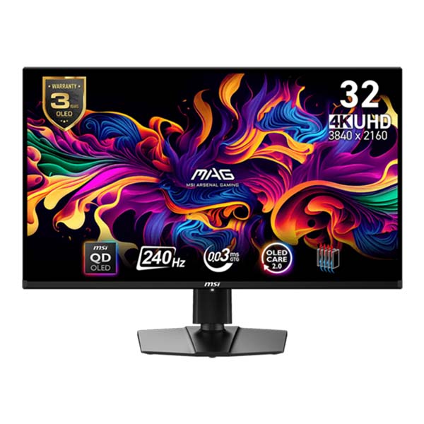 MSI MAG 321UPX - 32 Inch UHD 4K 240Hz 0.03ms HDMI 2.1 QD-OLED Gaming Monitor - Black