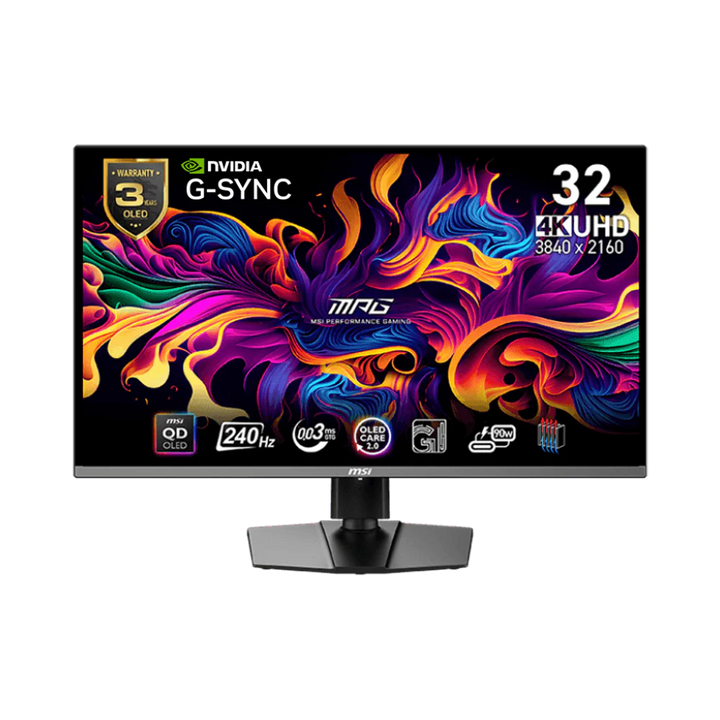 MSI MPG 321URX - 32 Inch 240Hz 4K UHD HDMI 2.1 0.03ms QD-OLED Gaming Monitor - Black