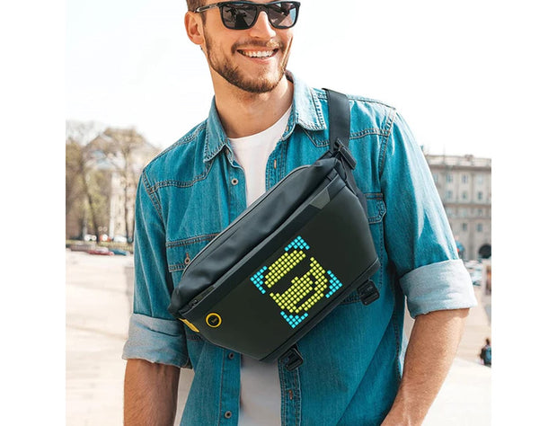 Divoom Pixoo Sling Bag with LED Display, Crossbody Waterproof Shoulder Chest Backpack - Black