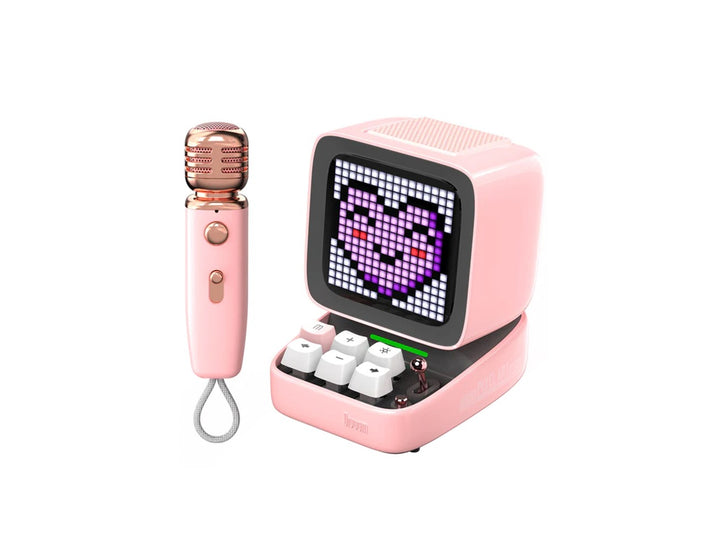 Divoom Ditoo-Mic Retro Pixel Art Portable Bluetooth Speaker With Microphone Karaoke Function - Pink