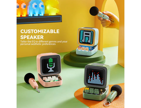 Divoom Ditoo-Mic Retro Pixel Art Portable Bluetooth Speaker With Microphone Karaoke Function - Pink