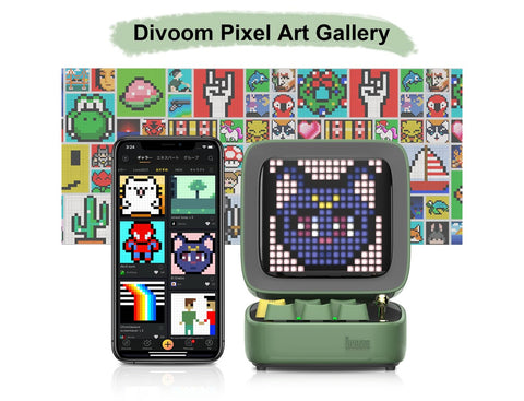 Divoom Ditoo-Mic Retro Pixel Art Portable Bluetooth Speaker With Microphone Karaoke Function - Green