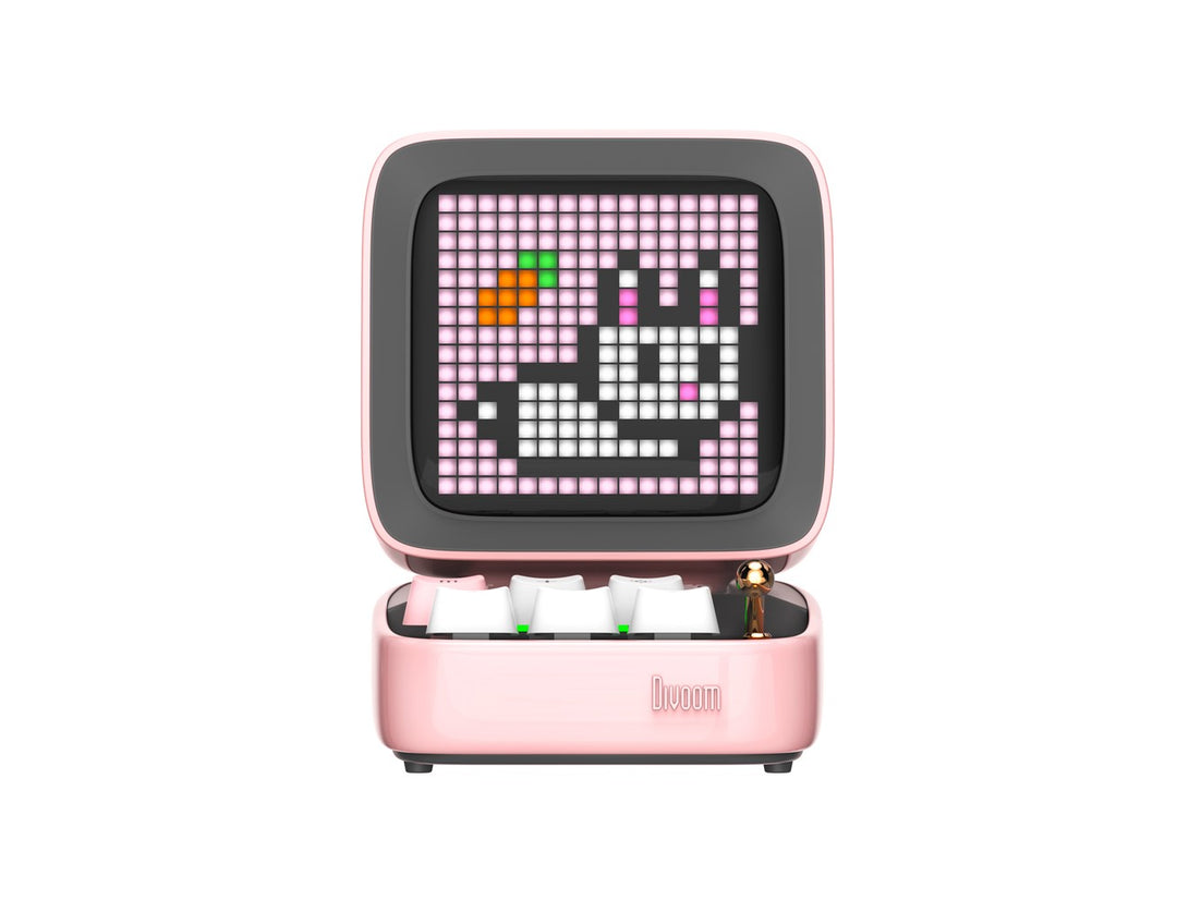 Divoom Ditoo-Pro Retro Pixel Art Bluetooth Speaker with RGB Mechanical Keyboard - Pink