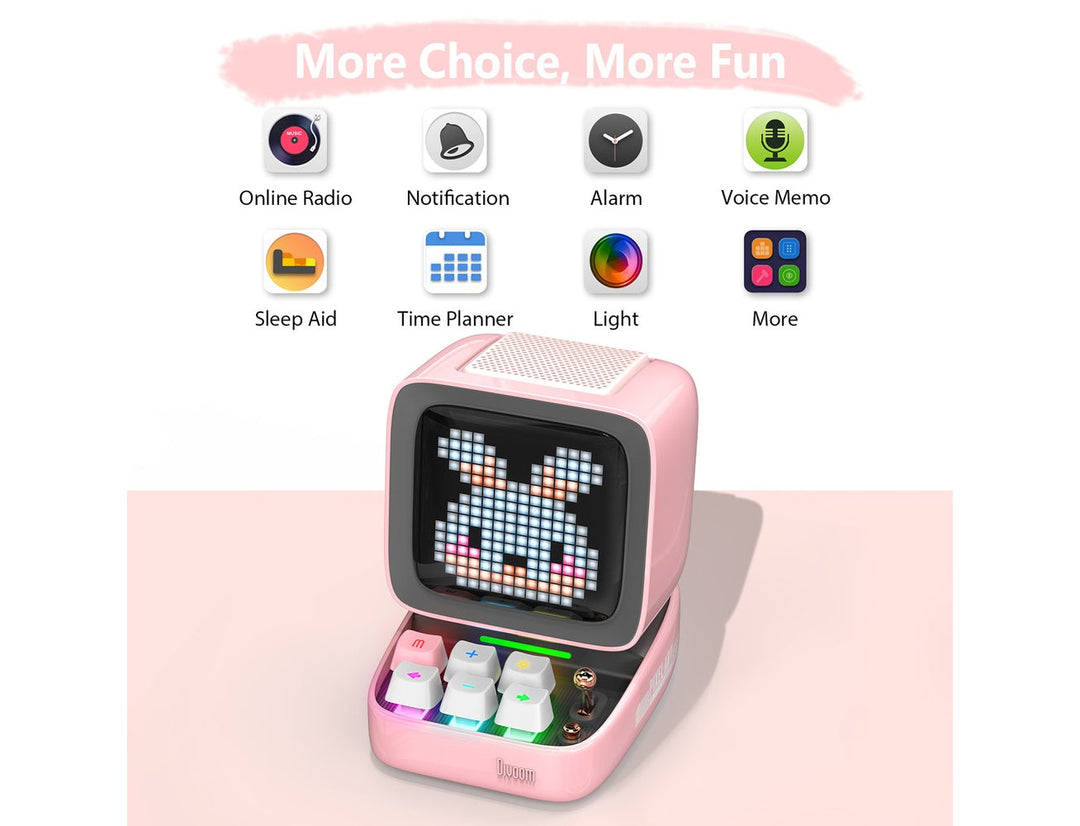 Divoom Ditoo-Pro Retro Pixel Art Bluetooth Speaker with RGB Mechanical Keyboard - Pink