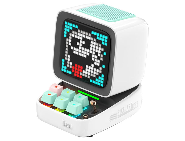 Divoom Ditoo-Pro Retro Pixel Art Bluetooth Speaker with RGB Mechanical Keyboard - White