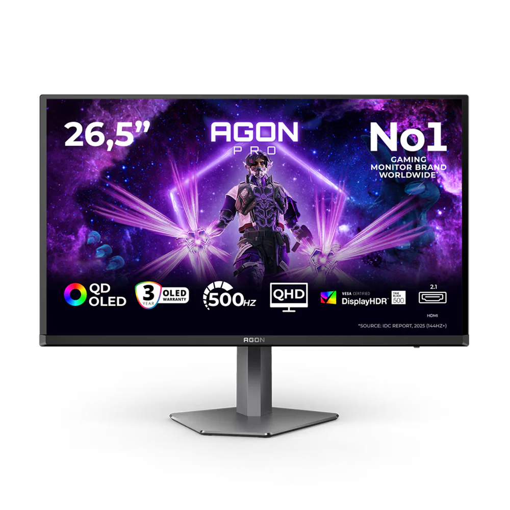 AOC AG276QKD2 27 Inch 500Hz QHD HDMI 2.1 0.03ms QD-OLED Gaming Monitor - Black