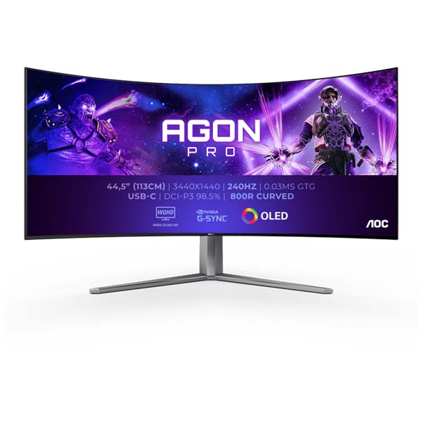 AOC AGON PRO AG456UCZD - 45 Inch WQHD 240Hz 0.03ms HDMI 2.0 OLED Curved Gaming Monitor - Black