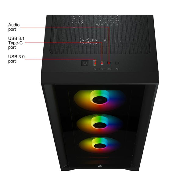 Corsair iCUE 4000X RGB Tempered Glass Mid-Tower ATX Case - Black