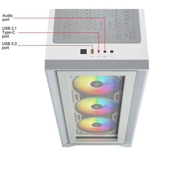 Corsair iCUE 4000X RGB Tempered Glass Mid-Tower ATX Case - White