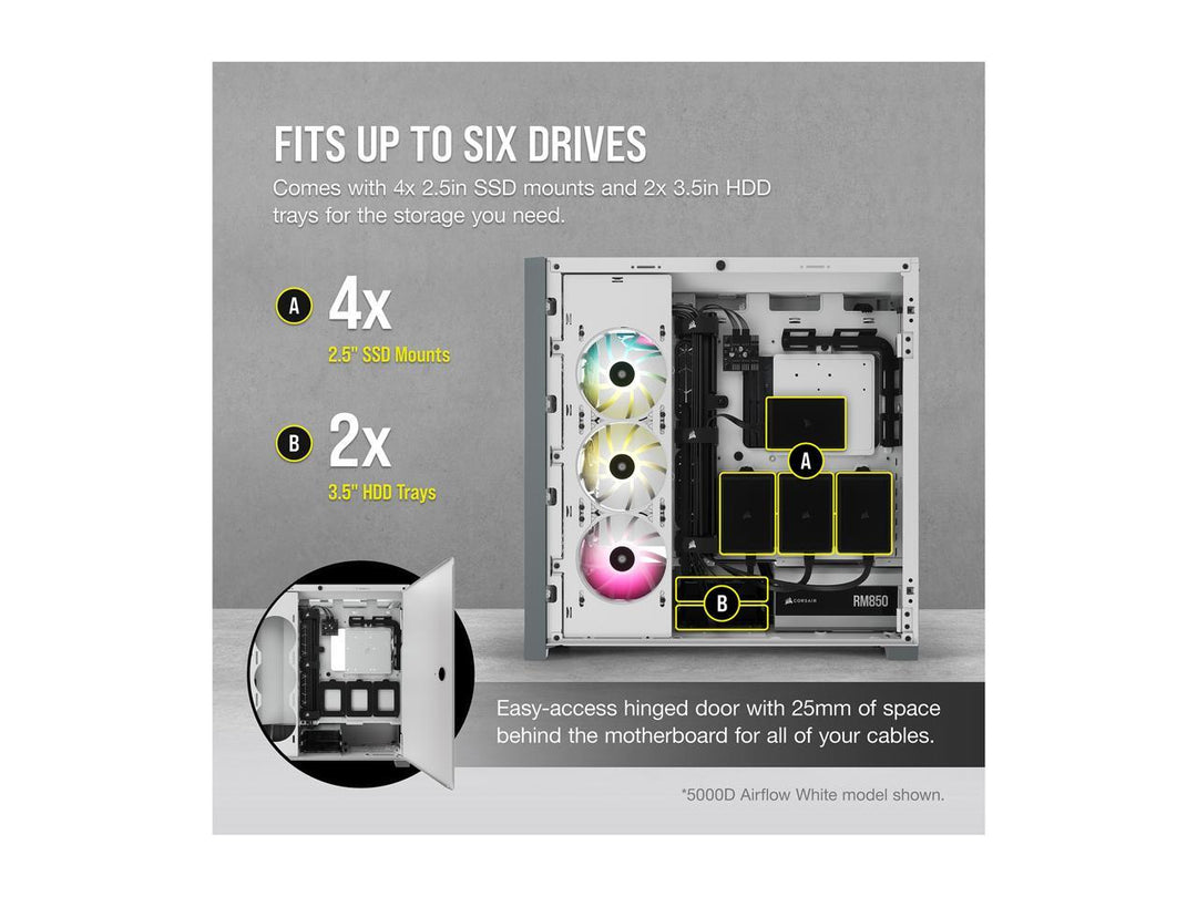 Corsair 5000D Airflow Mid Tower Case - White – PC ZONE