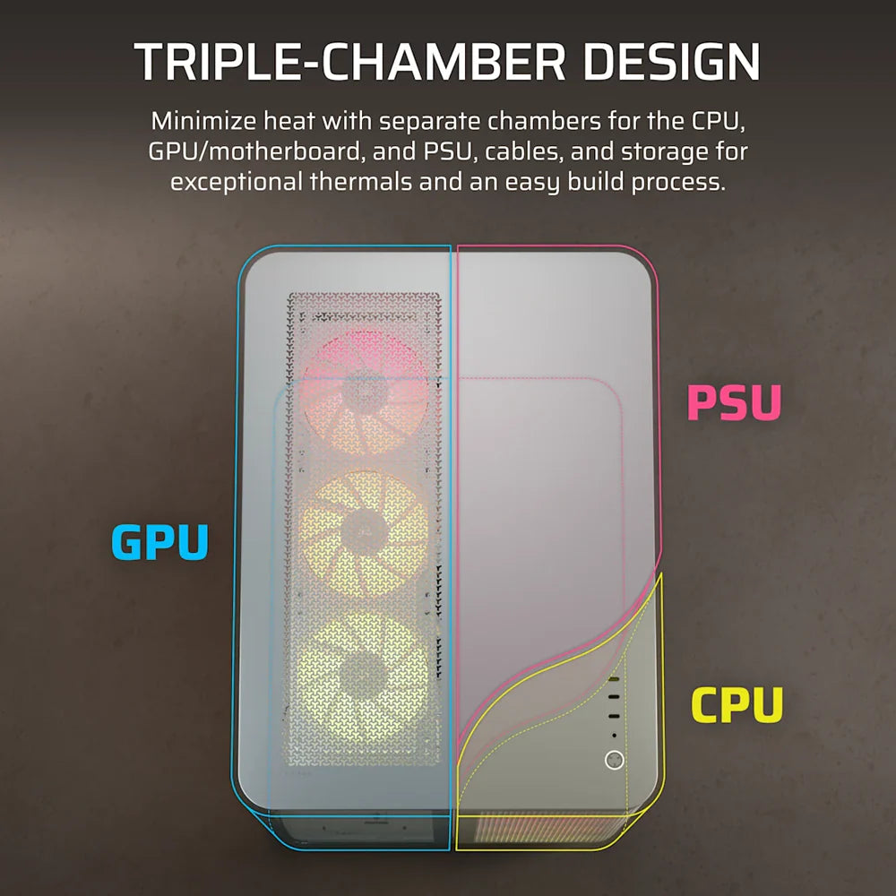 CORSAIR AIR 5400 LX-R LINK Tempered Glass Mid Tower ATX Case - White