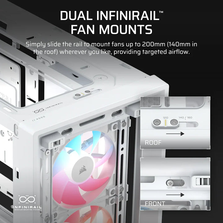 CORSAIR FRAME 4000D LCD RS ARGB Premium Mid Tower Case - White