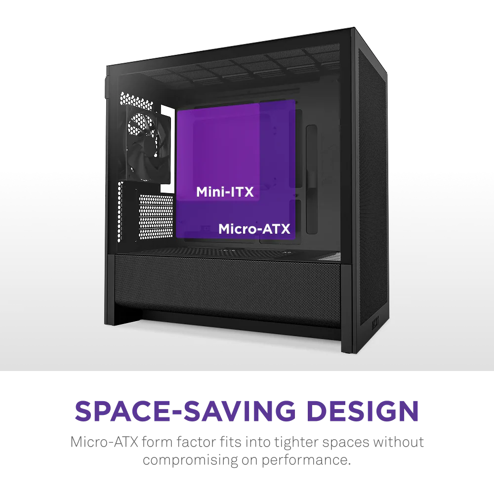 NZXT H3 Flow (2025) micro-ATX Mid Tower Case - All Black