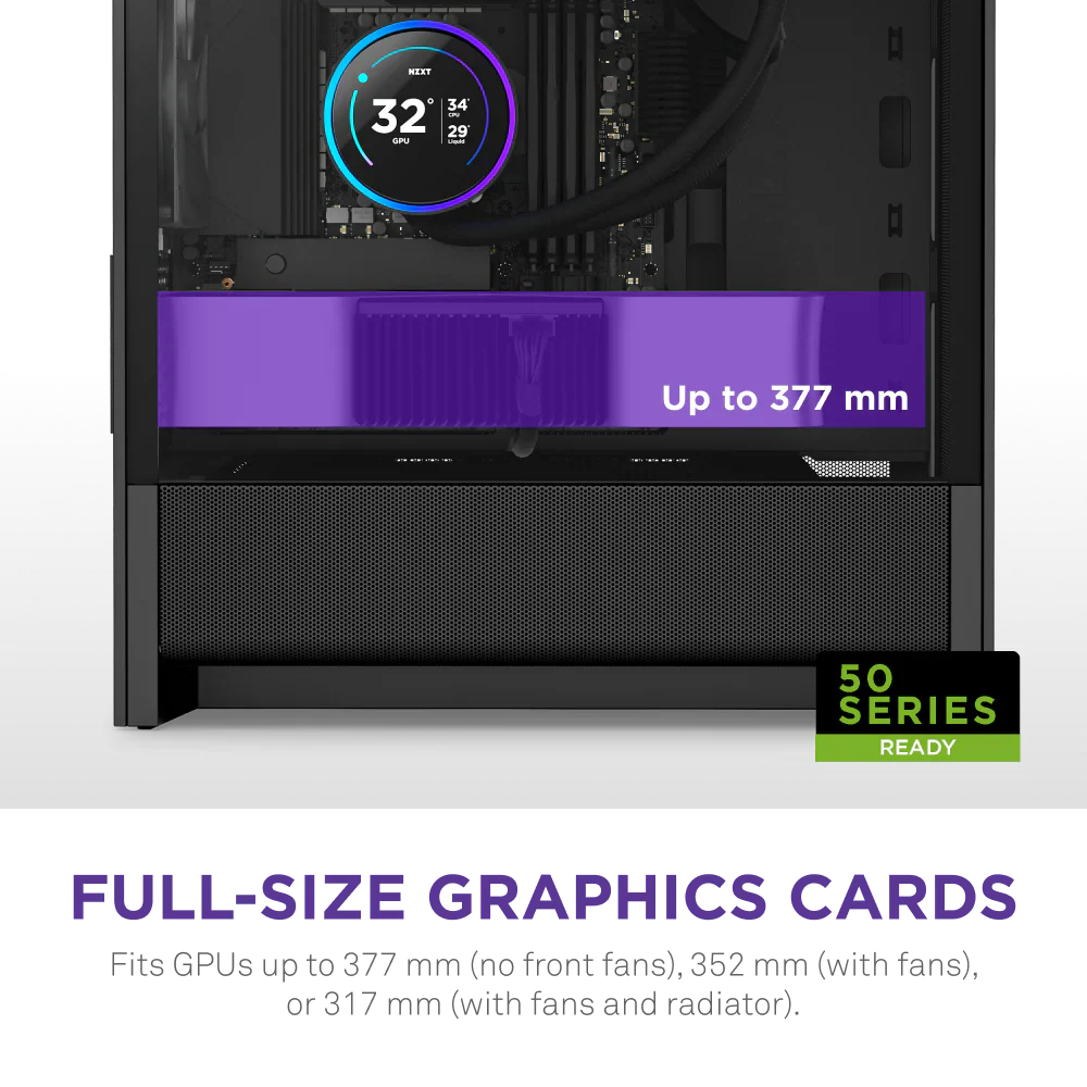 NZXT H3 Flow (2025) micro-ATX Mid Tower Case - All Black