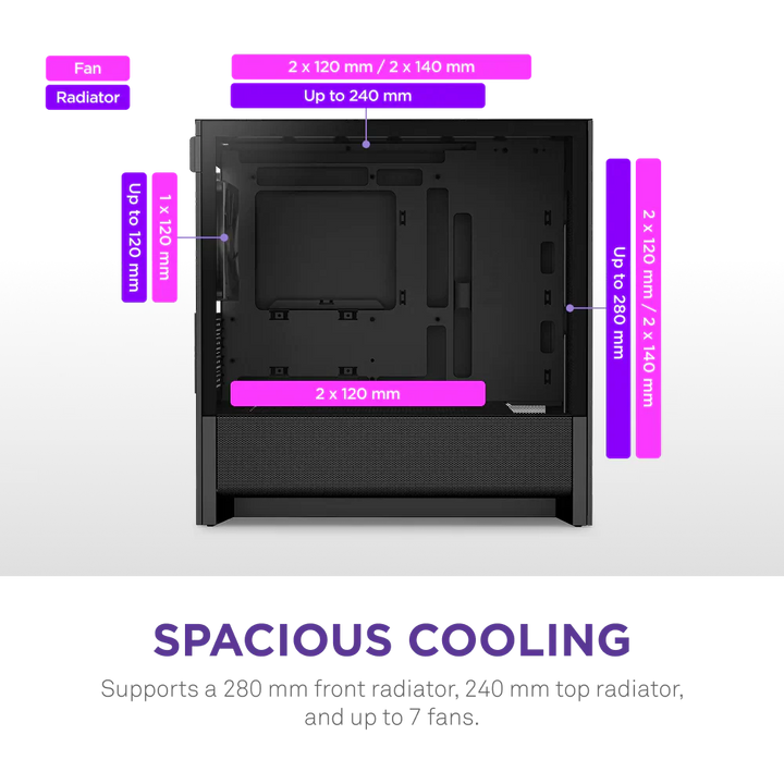 NZXT H3 Flow (2025) micro-ATX Mid Tower Case - All Black