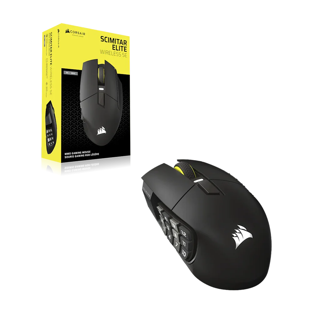 CORSAIR SCIMITAR ELITE Wireless SE MMO Gaming Mouse Gun Metal (AP) - Black