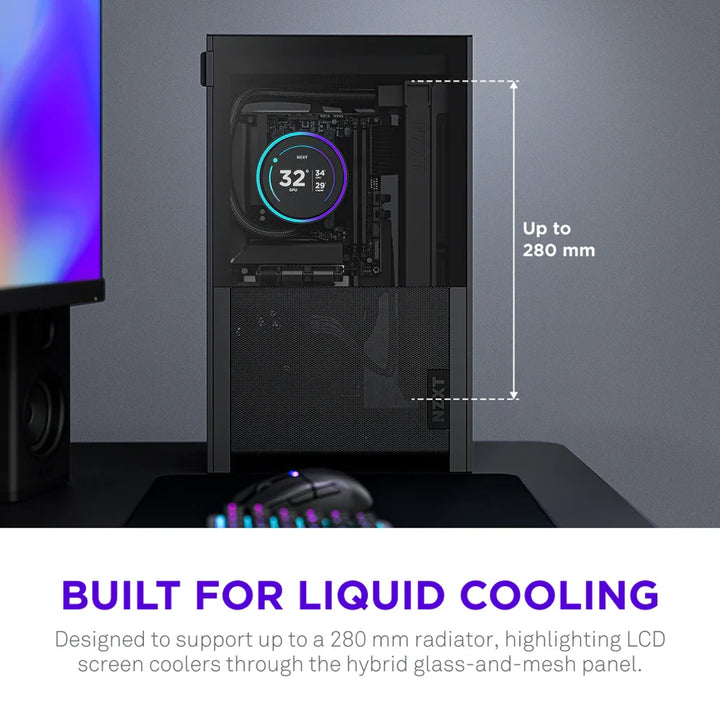 NZXT H2 Flow (2026) With PCIe 5.0 Riser Cable Mini-ITX Case - Black