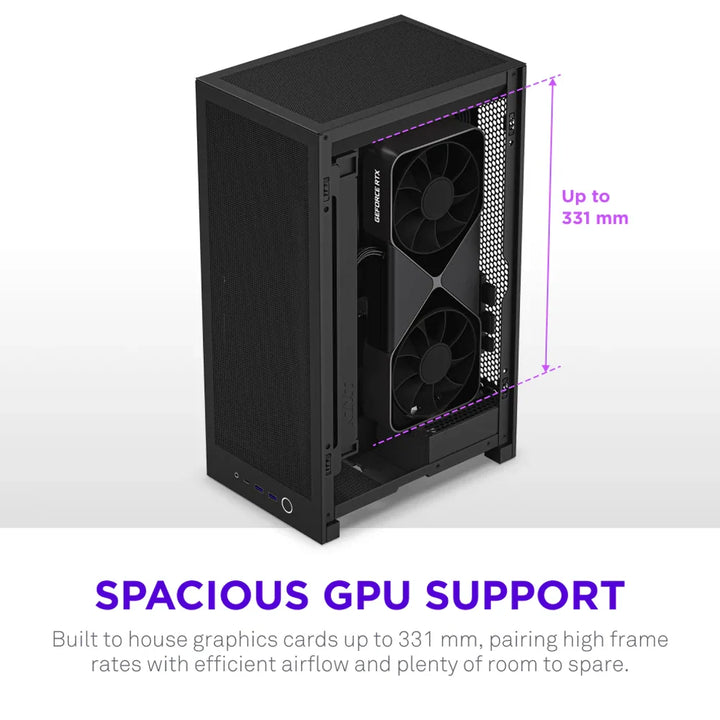 NZXT H2 Flow (2026) With PCIe 5.0 Riser Cable Mini-ITX Case - Black