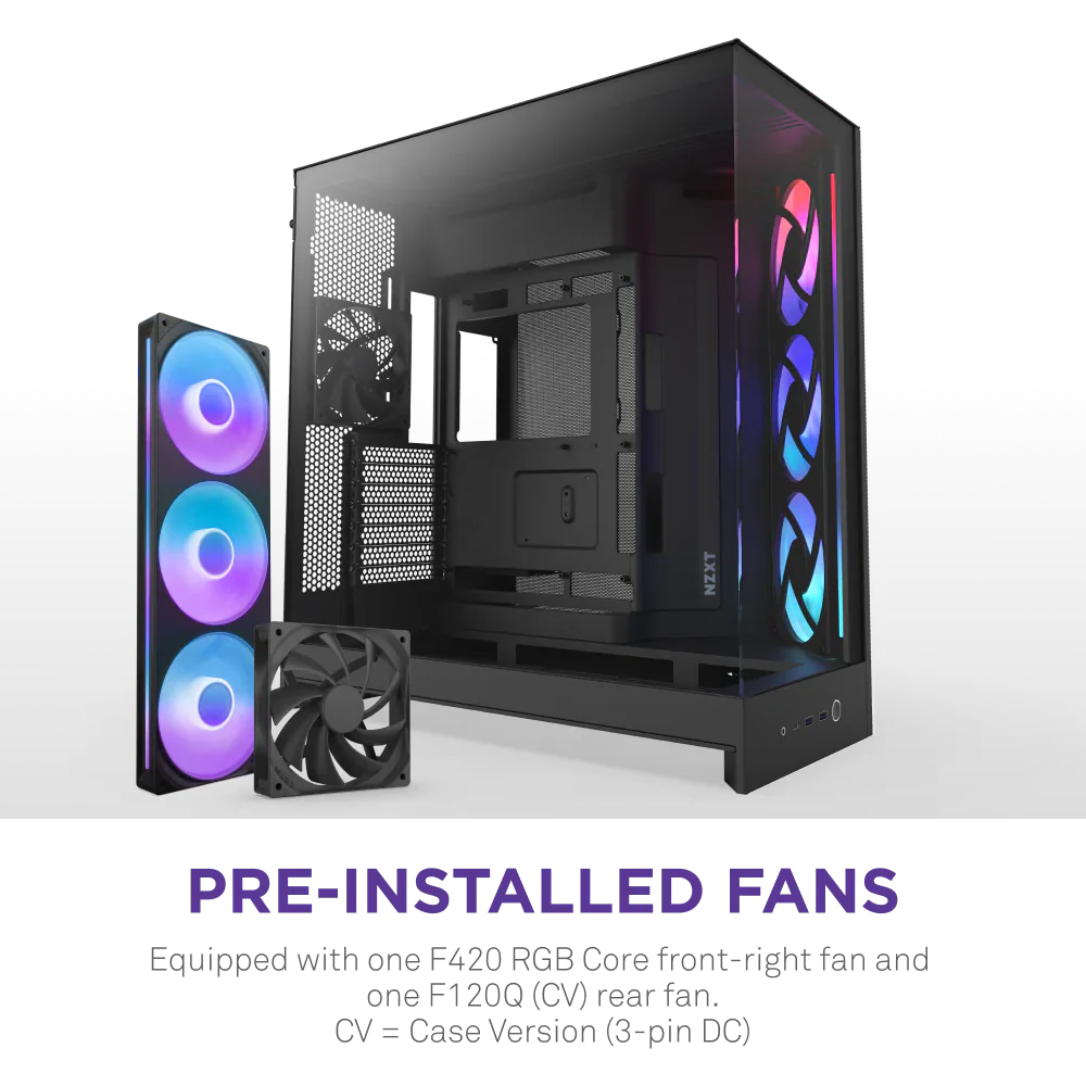 NZXT H9 Flow RGB (2025) Dual-Chamber Mid Tower Case With RGB Fans - All Black