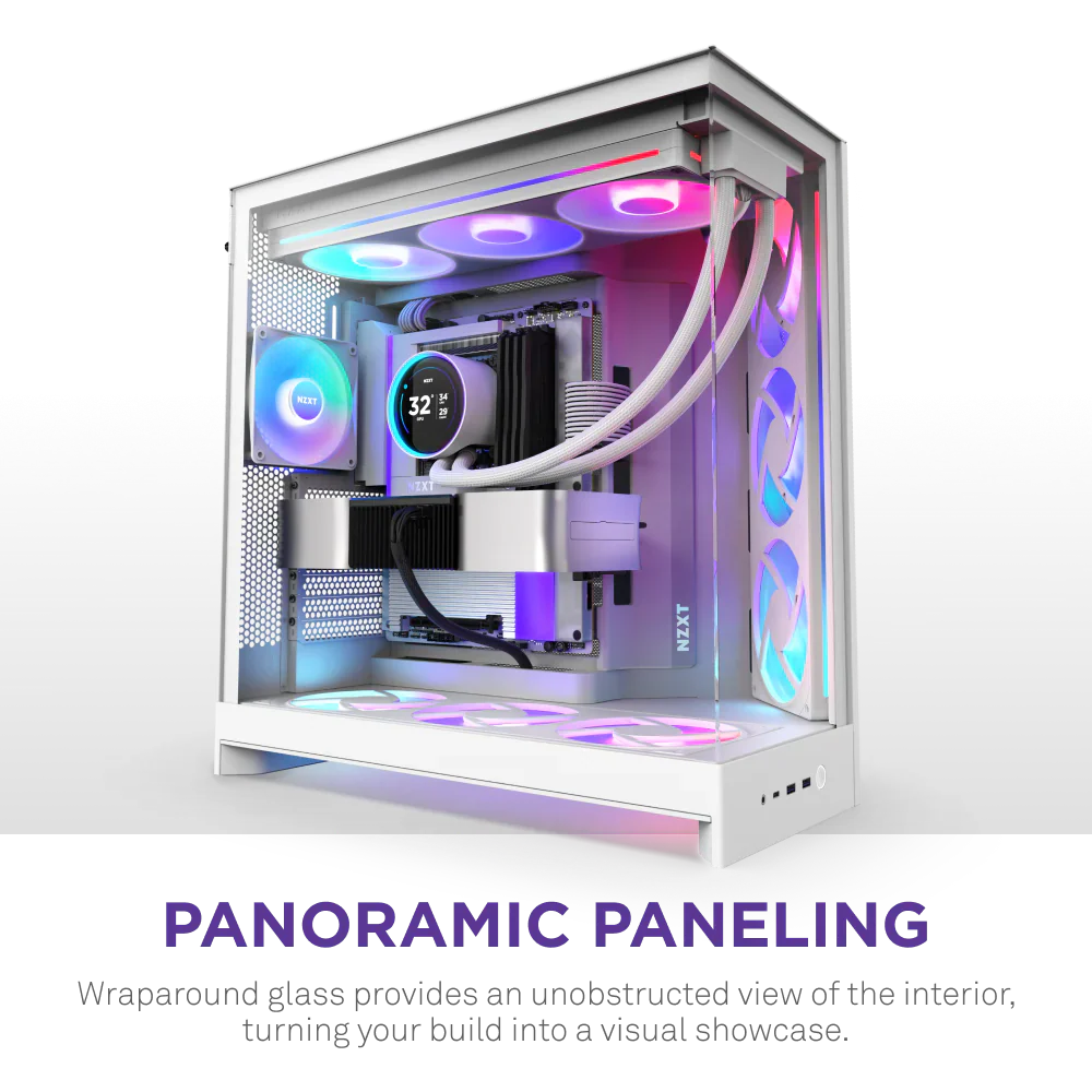 NZXT H9 Flow RGB+ (2025) Dual-Chamber Mid Tower Case With RGB Fans & Control Hub - All White
