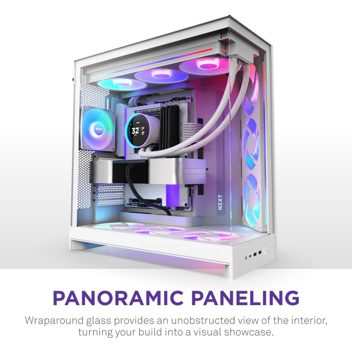 NZXT H9 Flow RGB+ (2025) Dual-Chamber Mid Tower Case With RGB Fans & Control Hub - All White