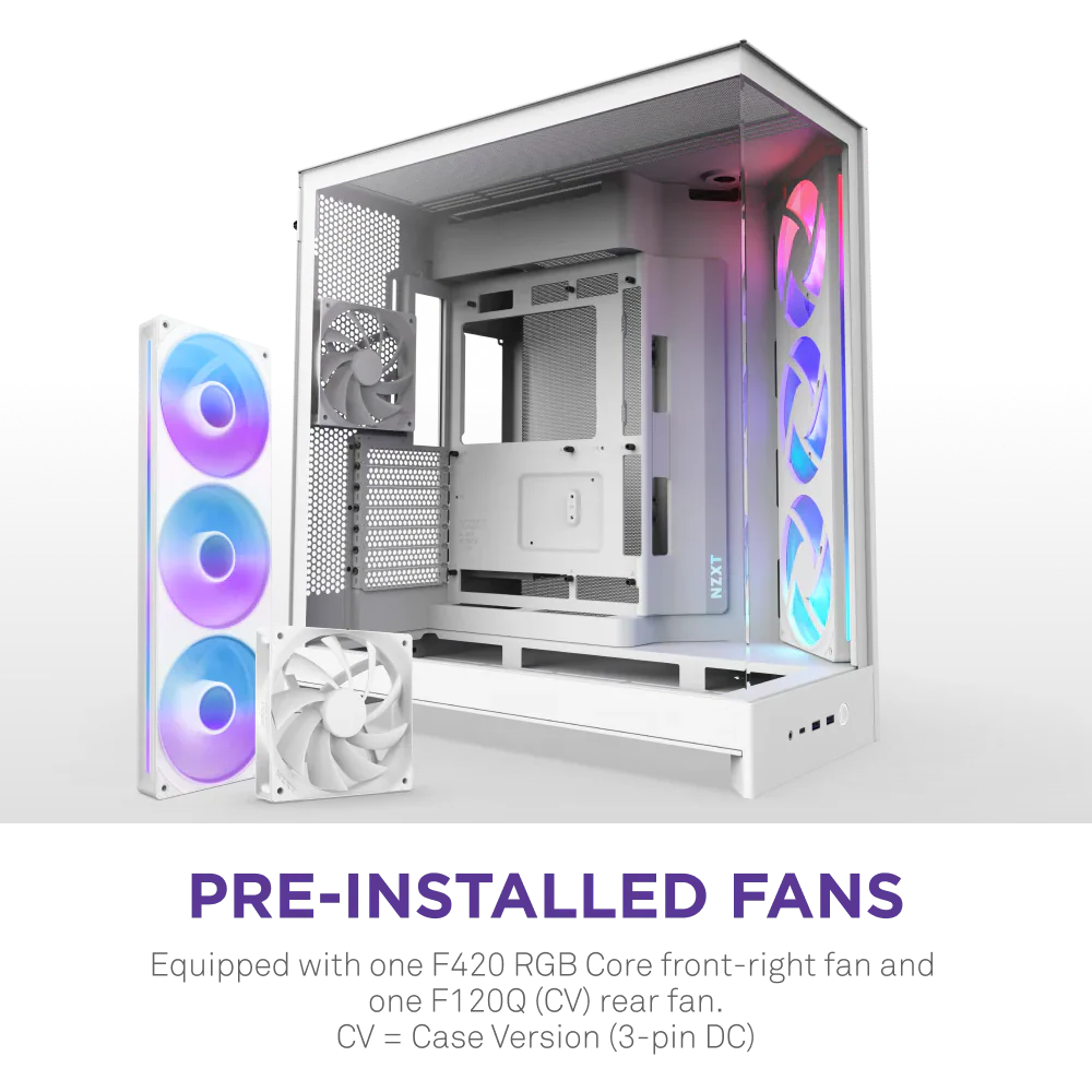 NZXT H9 Flow RGB (2025) Dual-Chamber Mid Tower Case With RGB Fans - All White