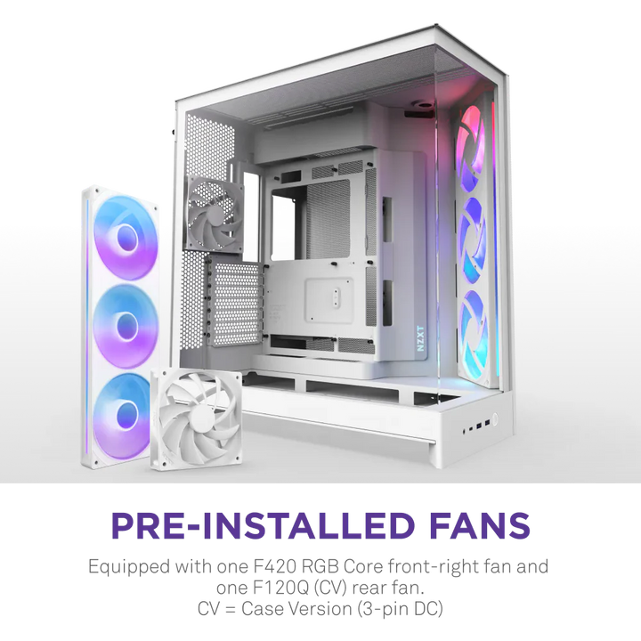 NZXT H9 Flow RGB (2025) Dual-Chamber Mid Tower Case With RGB Fans - All White