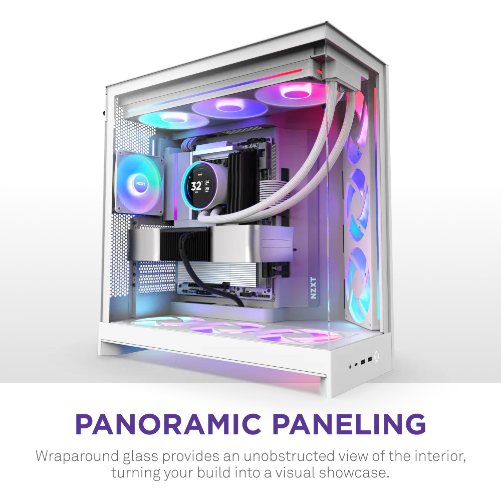 NZXT H9 Flow RGB (2025) Dual-Chamber Mid Tower Case With RGB Fans - All White