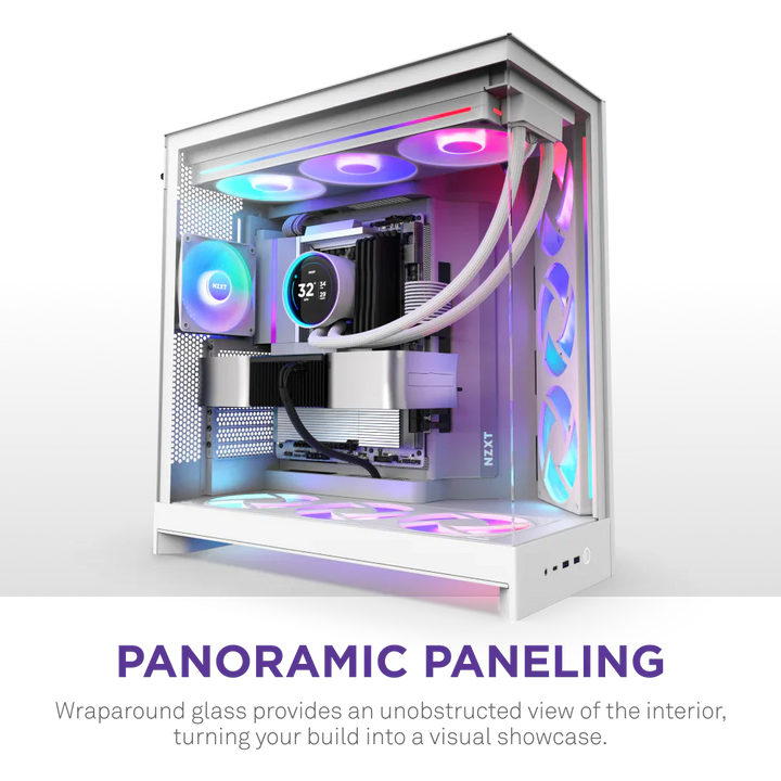 NZXT H9 Flow RGB (2025) Dual-Chamber Mid Tower Case With RGB Fans - All White