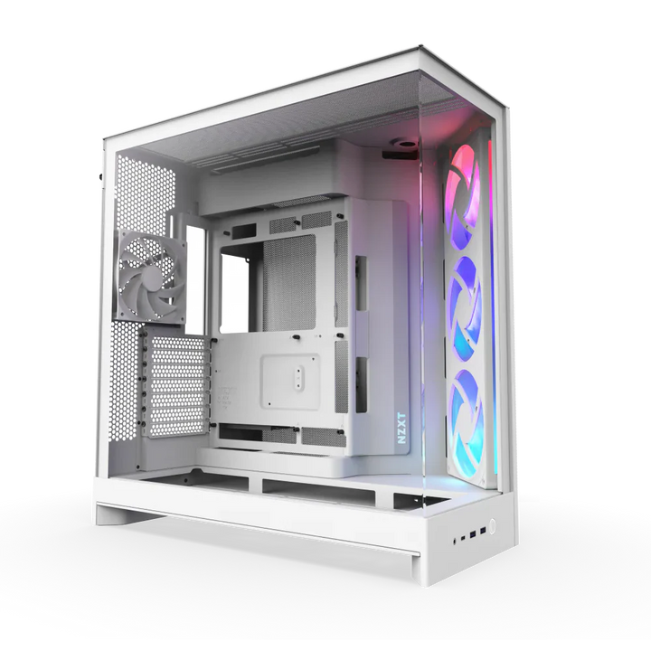 NZXT H9 Flow RGB (2025) Dual-Chamber Mid Tower Case With RGB Fans - All White