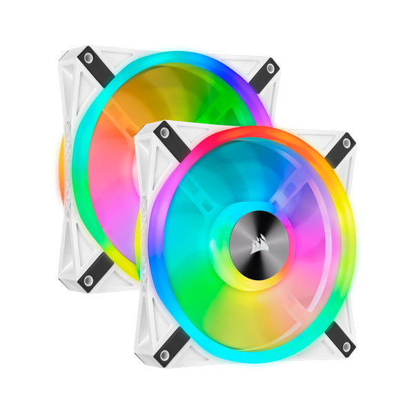 Corsir iCUE QL140 RGB 140mm PWM White Fan - Dual Fan Kit with Lighting Node CORE