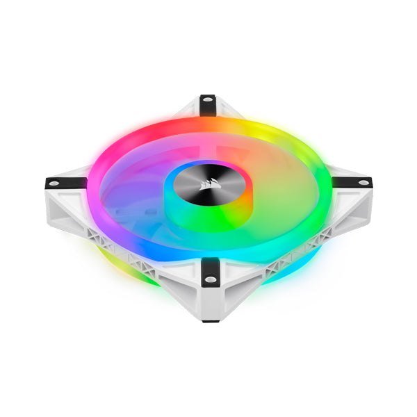 Corsir iCUE QL140 RGB 140mm PWM White Fan - Dual Fan Kit with Lighting Node CORE