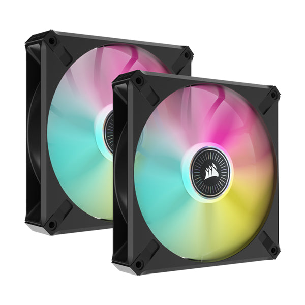 Corsair iCUE ML140 RGB ELITE Premium 140mm PWM Magnetic Levitation Fan - Dual Fan Kit with iCUE Lighting Node CORE