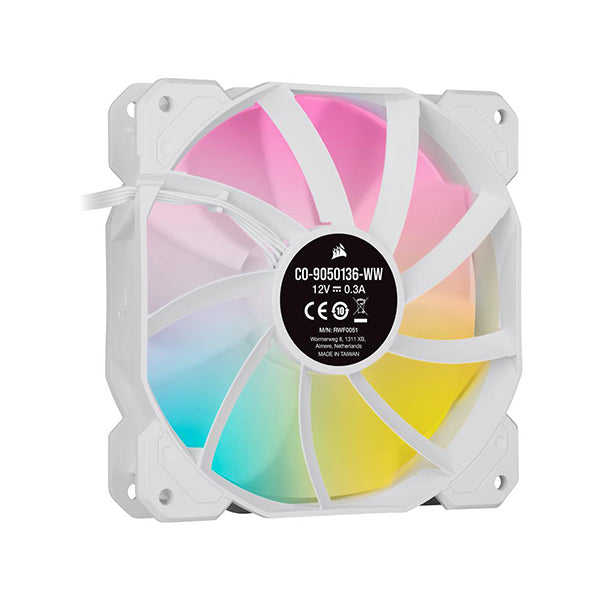 Corsair iCUE SP120 RGB ELITE Performance 120mm White PWM Fan - Single Pack