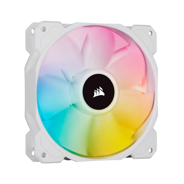 Corsair iCUE SP120 RGB ELITE Performance 120mm White PWM Fan - Triple Pack with Lighting Node CORE