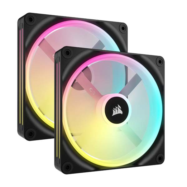 CORSAIR iCUE LINK QX140 RGB - 2 x 140mm PWM PC Fans Starter Kit with Hub - Black