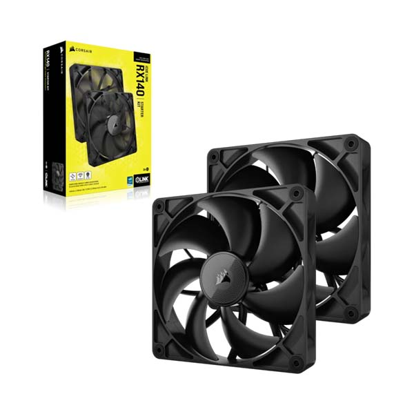 CORSAIR iCUE LINK RX140 - 2 x 140mm PWM Fan Twin Starter Kit - Black