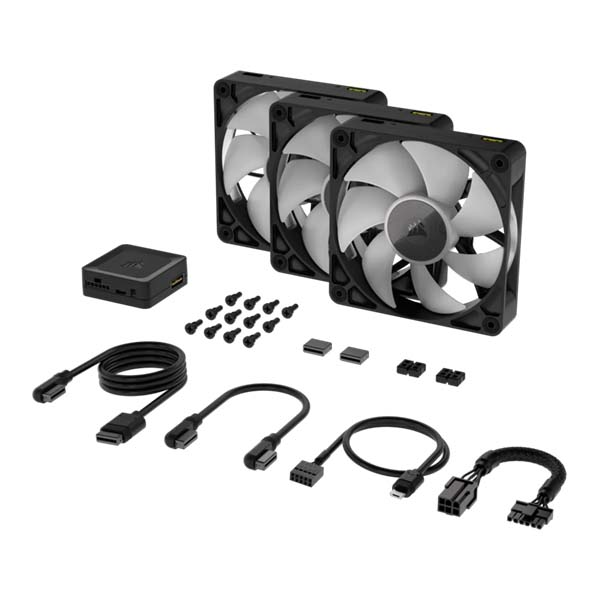 CORSAIR iCUE LINK RX120 RGB - 3 x 120mm PWM Fan Triple Starter Kit - Black