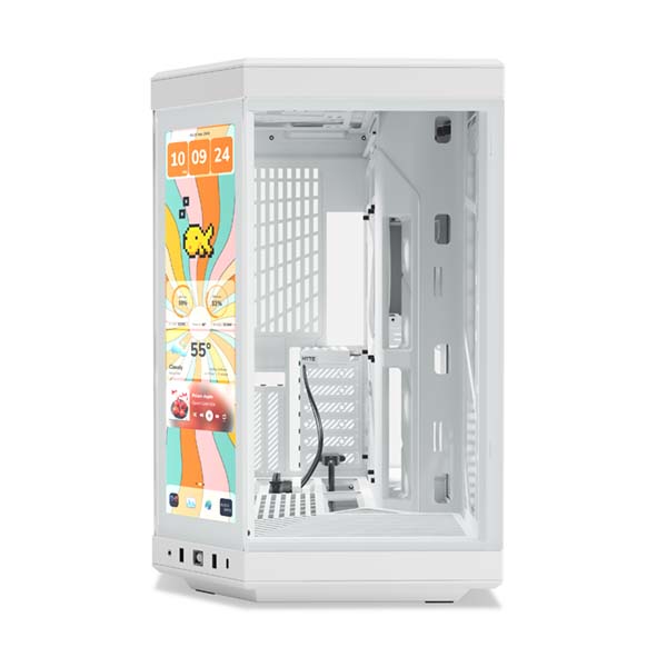 HYTE Y70 TOUCH INFINITE - 14.5 Inch Integrated IPS Touchscreen ATX Mid-Tower Case - Snow White