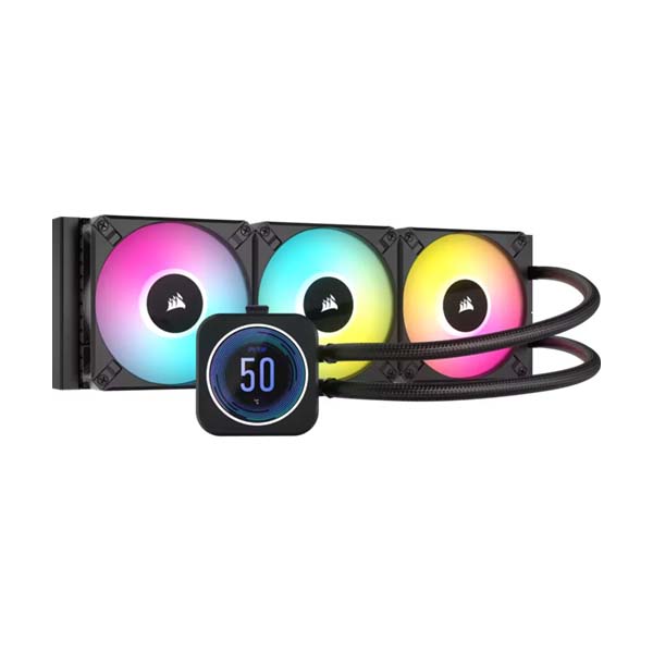 Corsair iCUE H150i ELITE RGB 360mm AIO CPU Liquid Cooler with LCD XT Display - Black