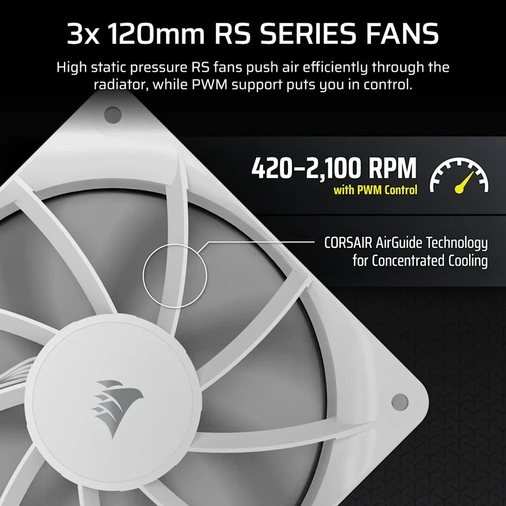 CORSAIR NAUTILUS 360 RS LCD Liquid CPU Cooler - White