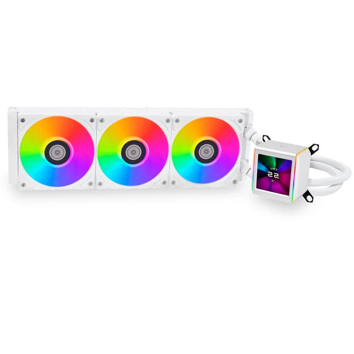 LIAN LI Galahad II LCD 360mm ARGB Liquid CPU Cooler With 2.88" IPS LCD Screen - White