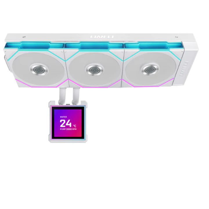 LIAN LI Hydro-Shift II LCD-S 360CL Liquid CPU Cooler with CL Wireless Fans, 3.4" IPS LCD Screen - White