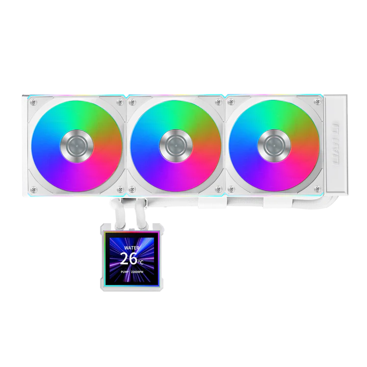 LIAN LI Hydro-Shift II LCD-S 360TL Liquid CPU Cooler with TL Wireless Fans, 3.4" IPS LCD Screen - White