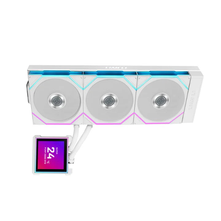 LIAN LI Hydro-Shift II LCD-S 360TL Liquid CPU Cooler with TL Wireless Fans, 3.4" IPS LCD Screen - White
