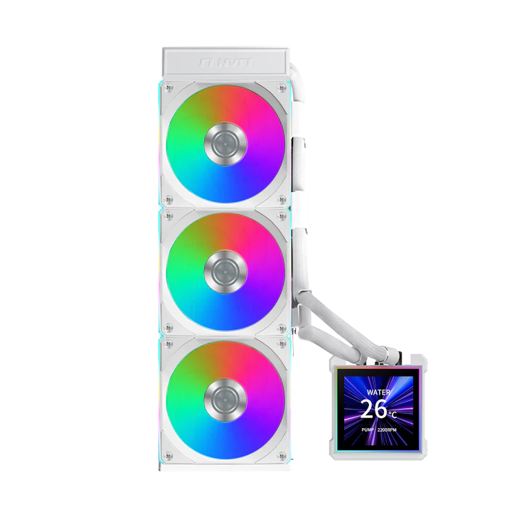 LIAN LI Hydro-Shift II LCD-S 360TL Liquid CPU Cooler with TL Wireless Fans, 3.4" IPS LCD Screen - White
