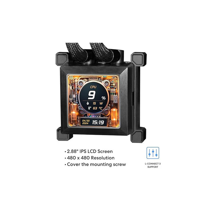 LIAN LI Hydro-Shift LCD AIO 360mm Liquid CPU Cooler with 2.88" IPS LCD Screen - Black
